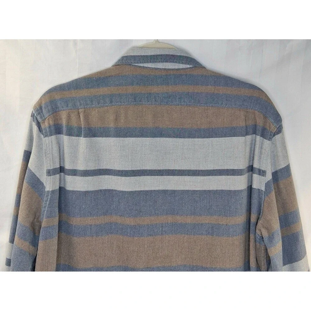 J.Crew Brushed Midweight Cotton Stripe Shirt H4831 Men's Size L Button Front W